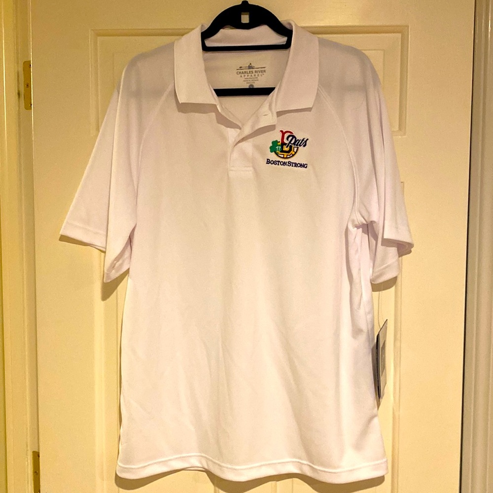 White Boston Strong men’s polo